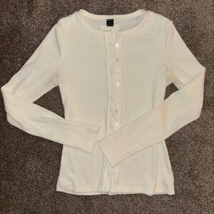 Cream Long Sleeve Top - Stretch